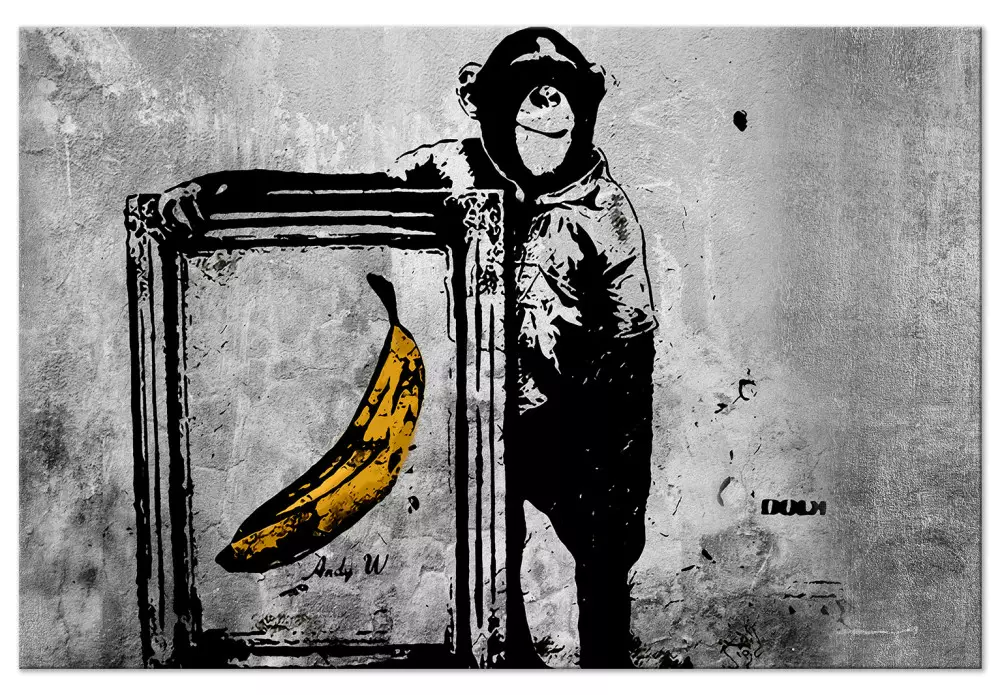 XXL canvas print Banksy: Monkey with Frame [Large Format