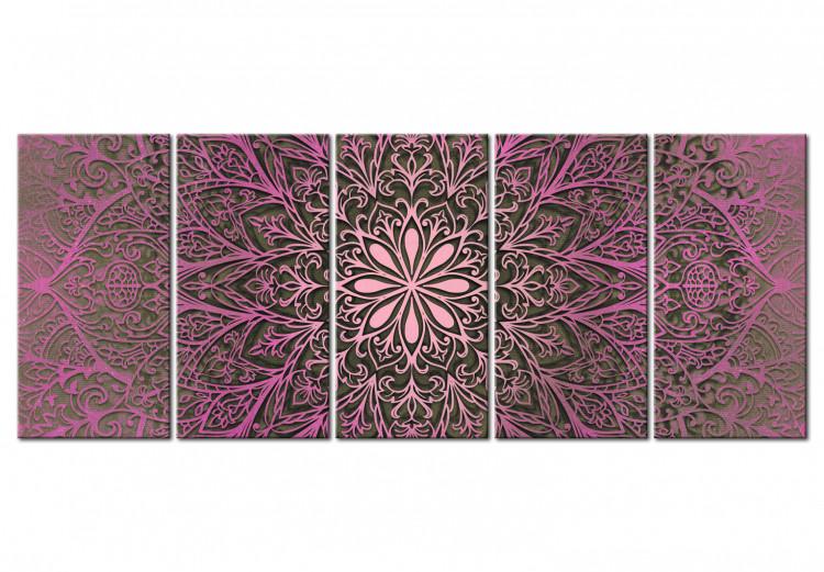 Canvas Pink and brown mandala - graphic depicting a fragment of the pattern