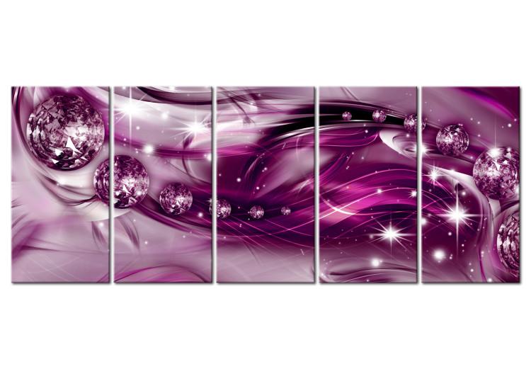 Canvas Crazy Spheres (5-piece) - Abstract Explosion of Purple Shine