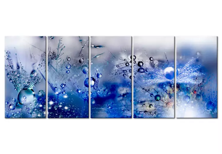 Canvas Morning Dew (5-piece) - Blue Dandelions with Water Droplets