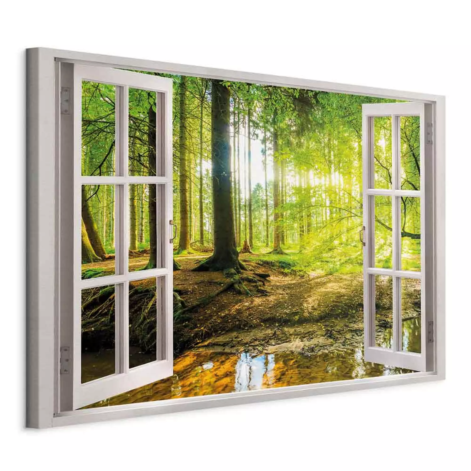 Canvas Art Print Window: View on Forest