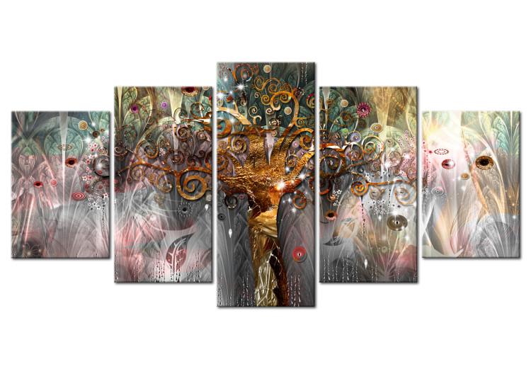 Canvas Tree of Eternity (5-piece) - Beautifully Adorned Colorful Abstraction