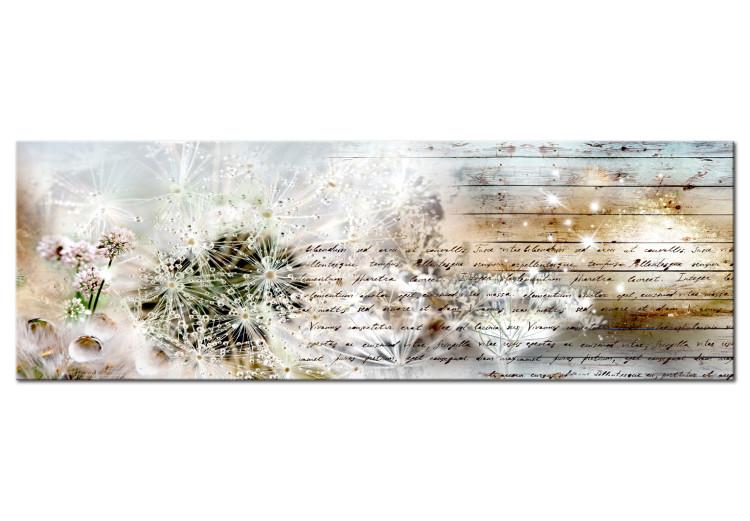 Canvas Fluffy Abstraction (1-piece) - Dandelions and Quotes on Wood