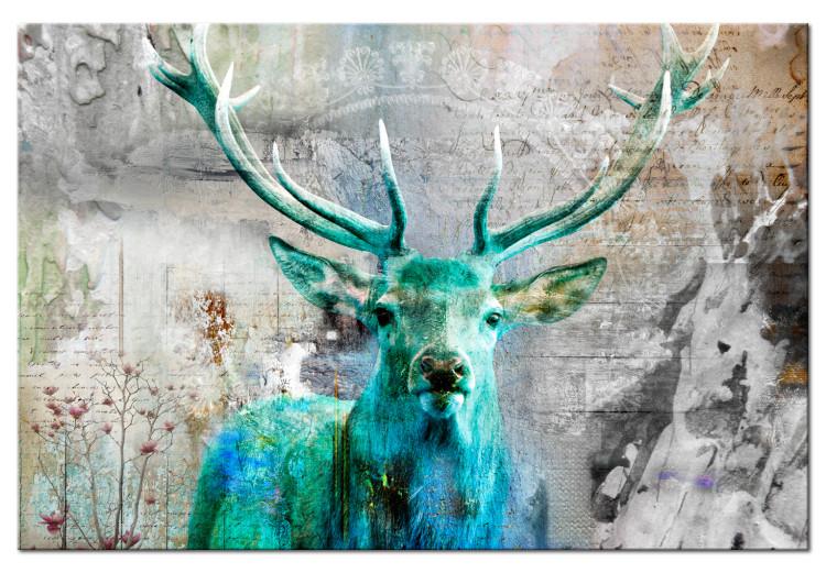 Canvas Green Deer (1-piece) - Stag and Nature on Variegated Background