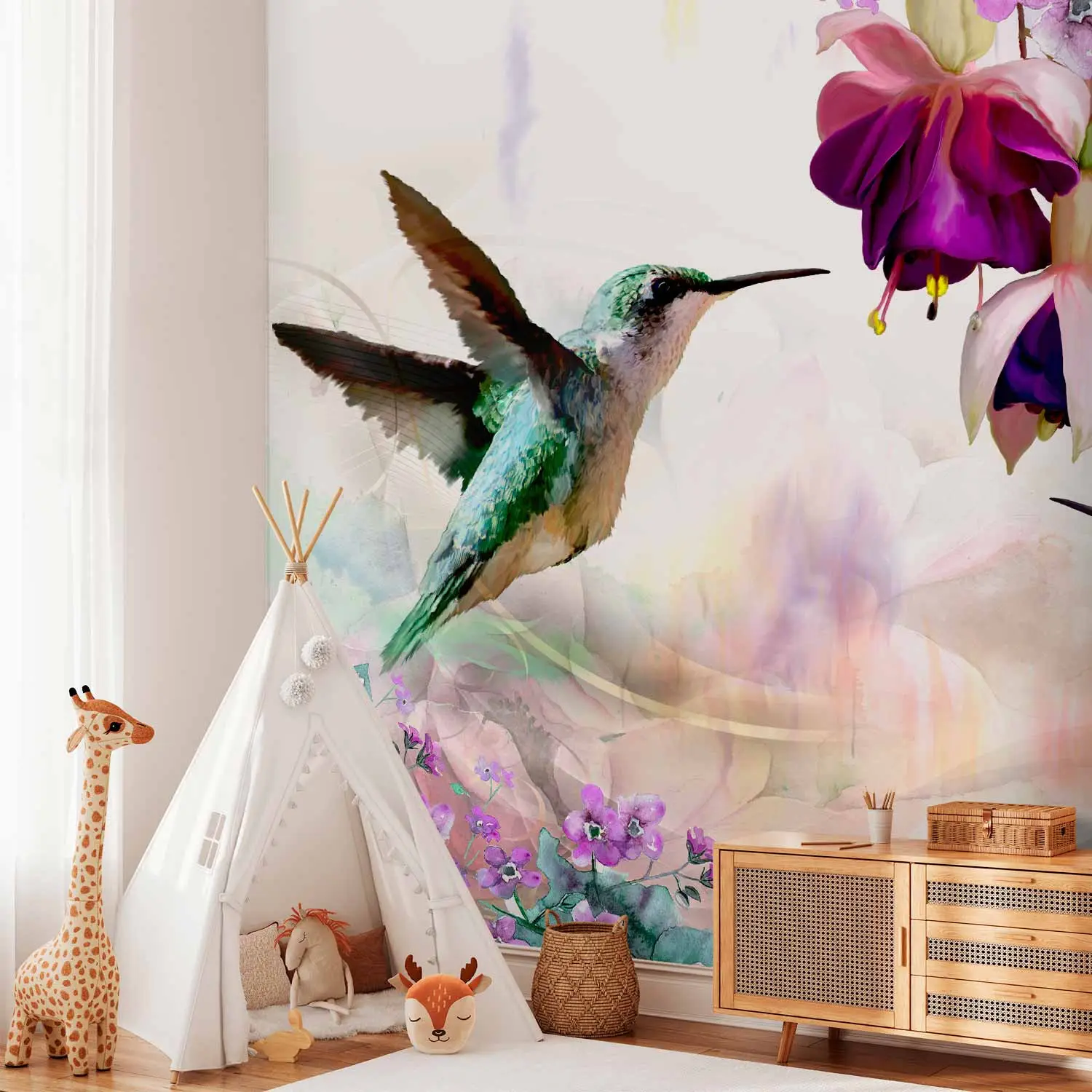 hummingbird and flower wallpaper