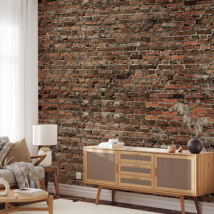 Wall Mural Brick wall - solid pattern in brick wall motif in grey tones