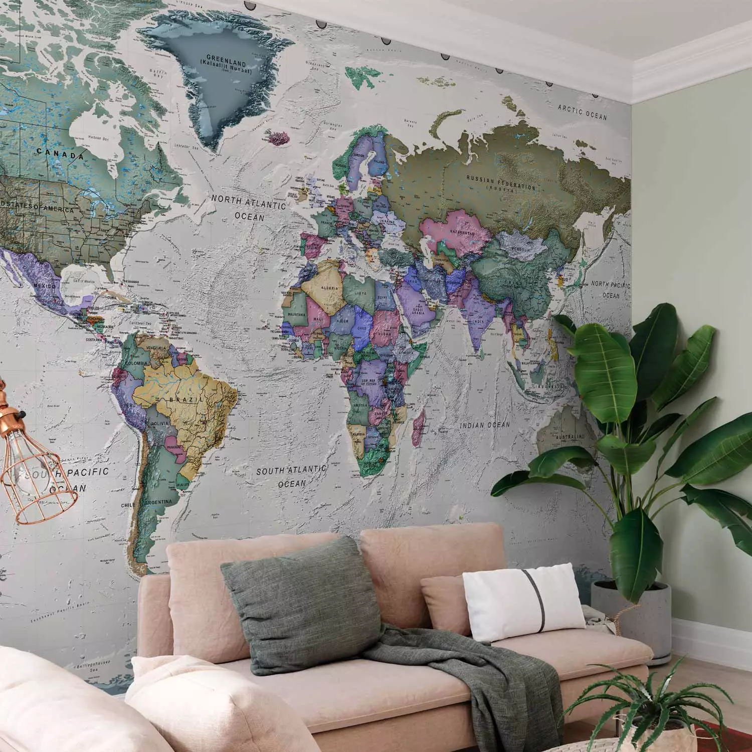 Photo Wallpaper Geography study - world map with signed countries in English