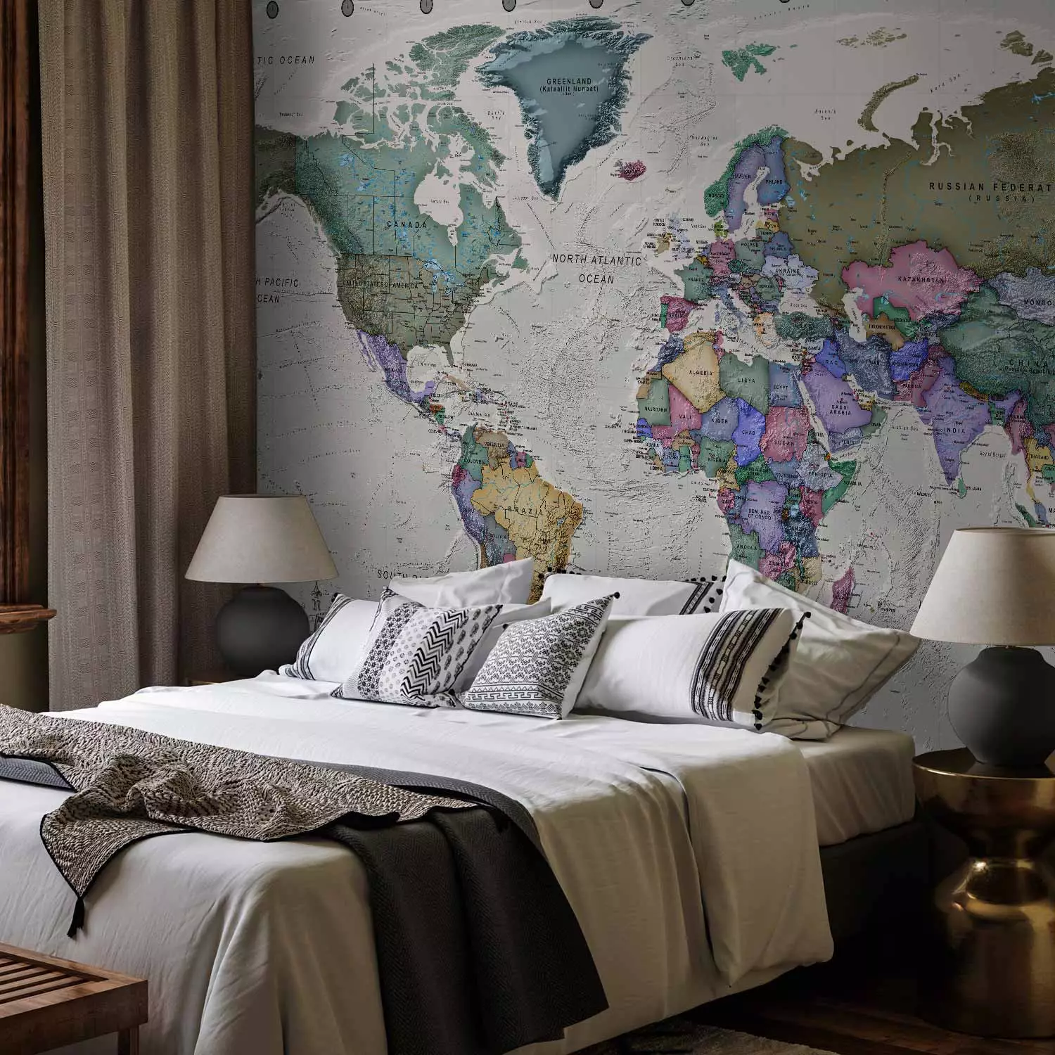Photo Wallpaper Geography study - world map with signed countries in English
