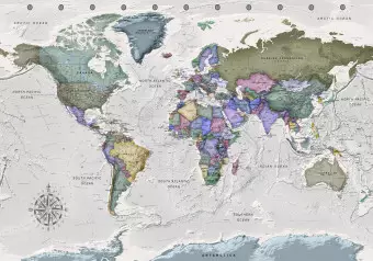 Photo Wallpaper Geography study - world map with signed countries in English Wallpaper Cropper