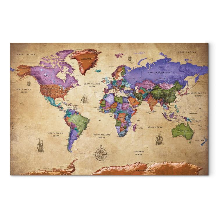 Canvas Colorful Journeys (1-part) Wide - World Map in English