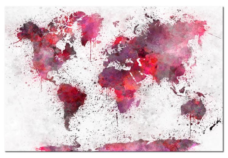 Canvas World Map: Red Watercolors (1 Part) Wide