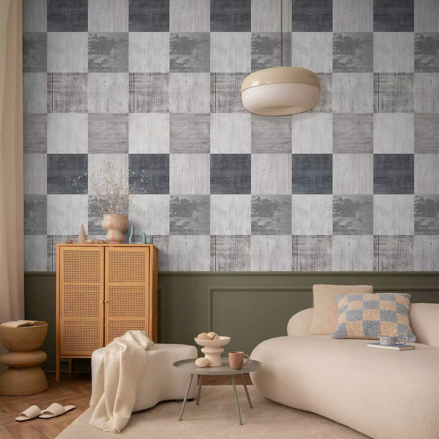 Modern Wallpaper Wooden Chessboard