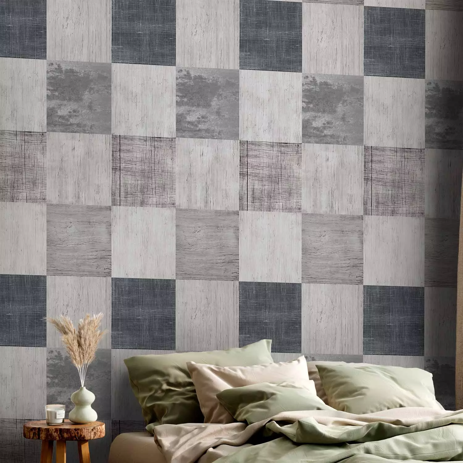 Modern Wallpaper Wooden Chessboard