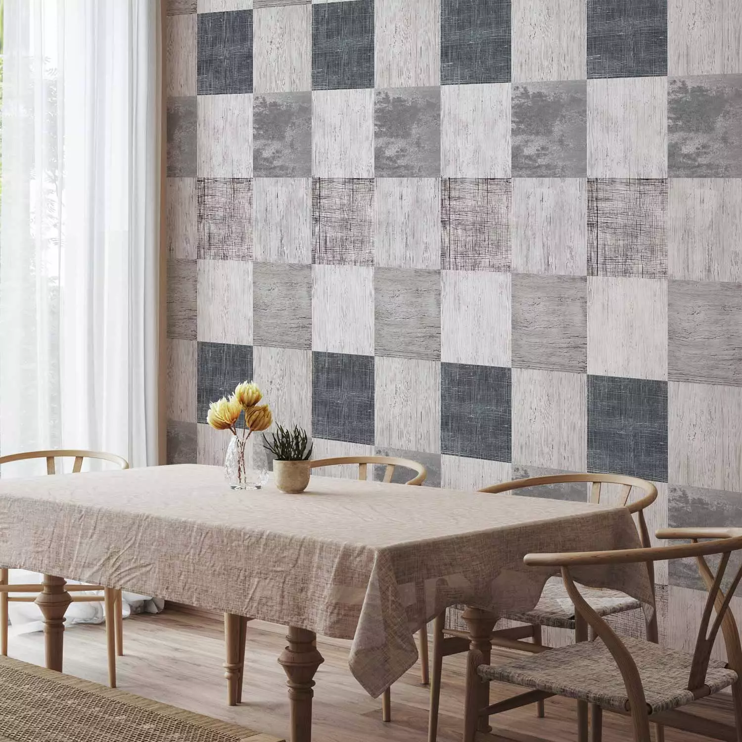 Modern Wallpaper Wooden Chessboard