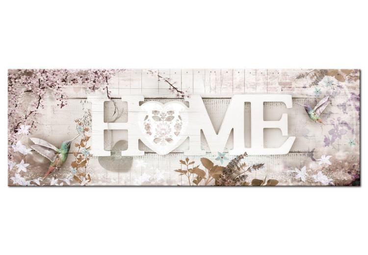 Canvas Home and Hummingbirds (1 Part) Beige Narrow