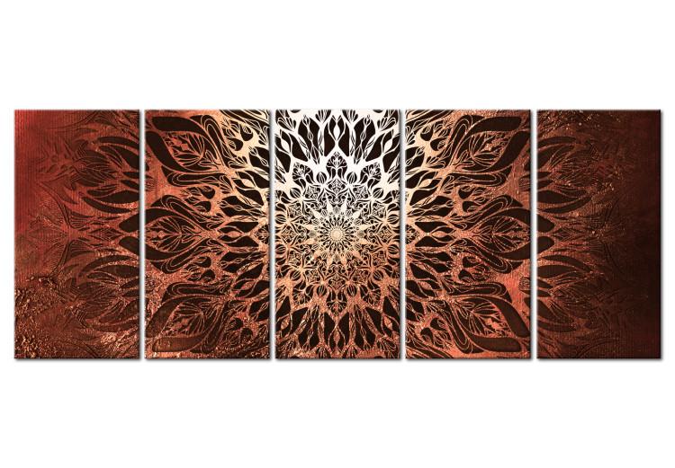 Canvas Hypnosis (5-part) Narrow - Mandala on Orange Background in Zen Style