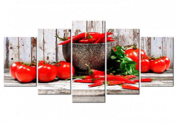Canvas Red Vegetables (5 Parts) Wood Wide