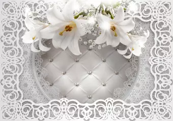 Photo Wallpaper Lilies and Quilted Background Wallpaper Cropper