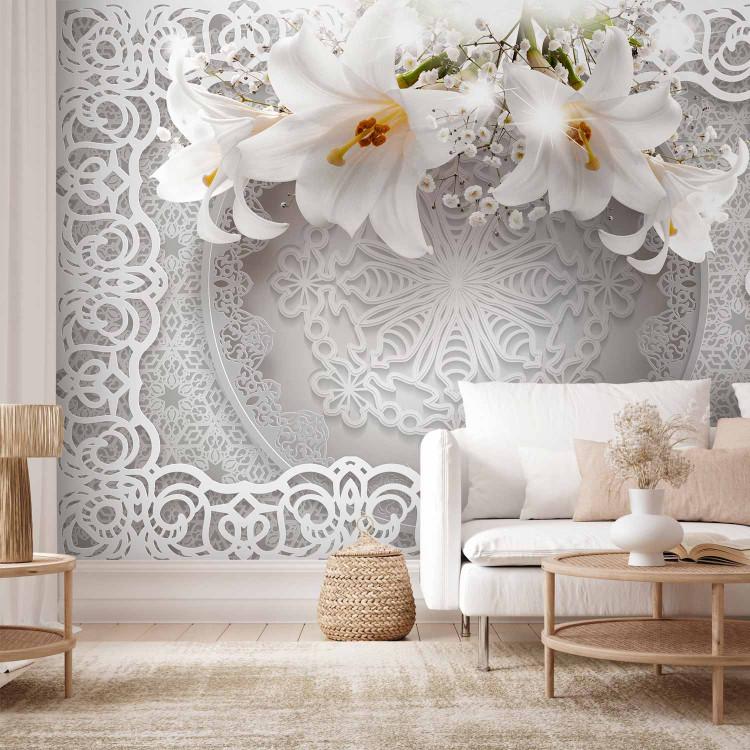 Wall Mural Exotic ornaments - composition with floral motif on white background