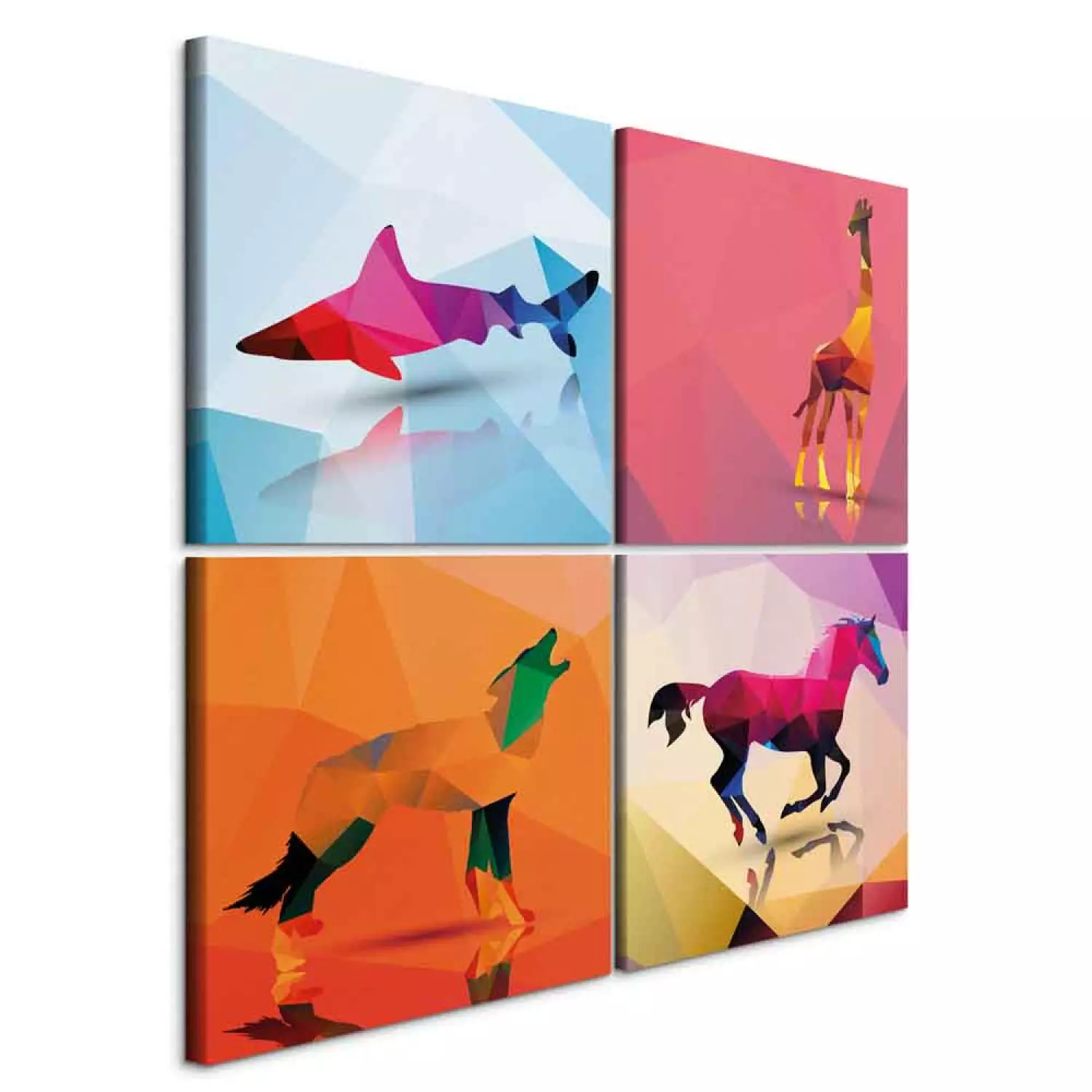 Canvas Art Print Geometric Animals (4-piece)