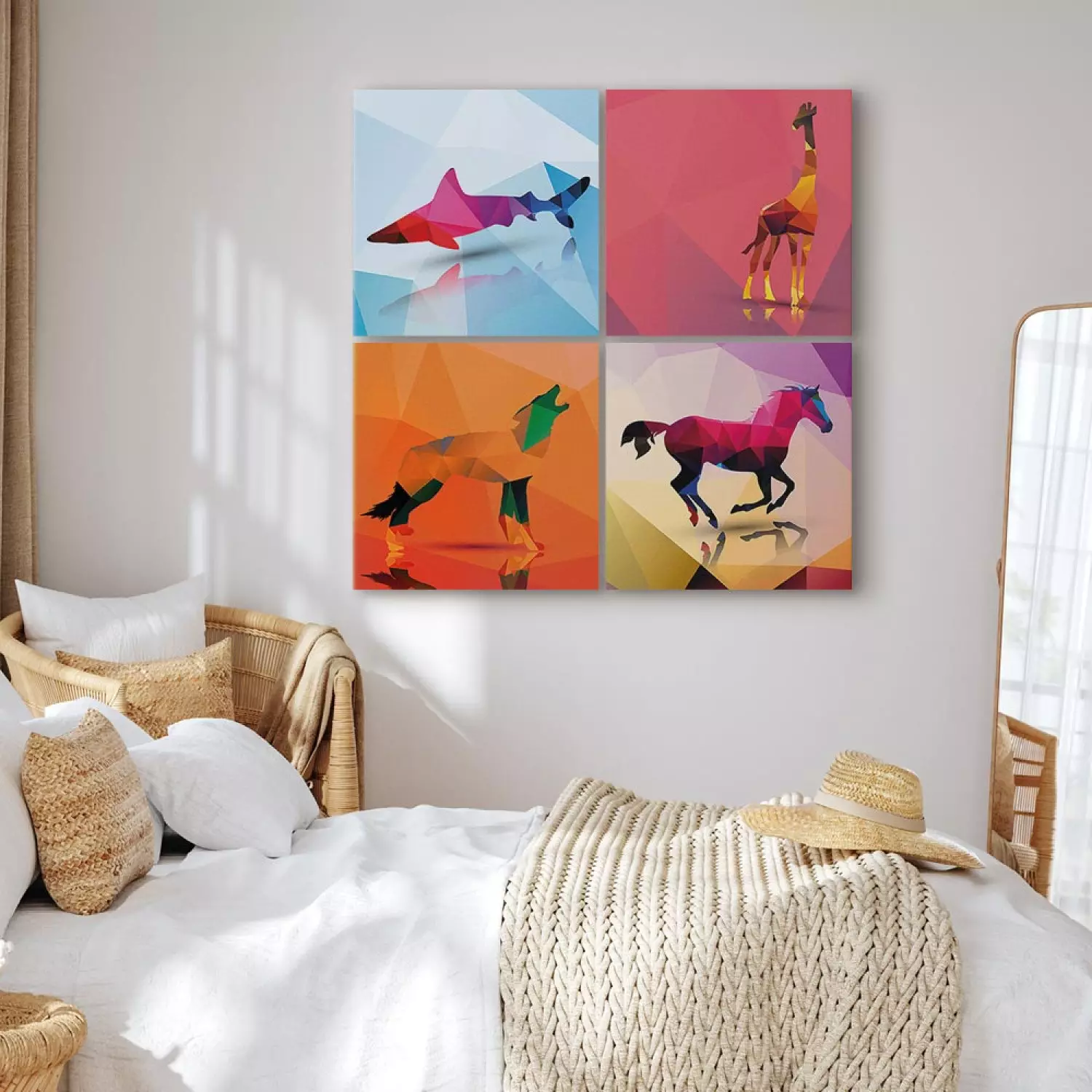 Canvas Art Print Geometric Animals (4-piece)