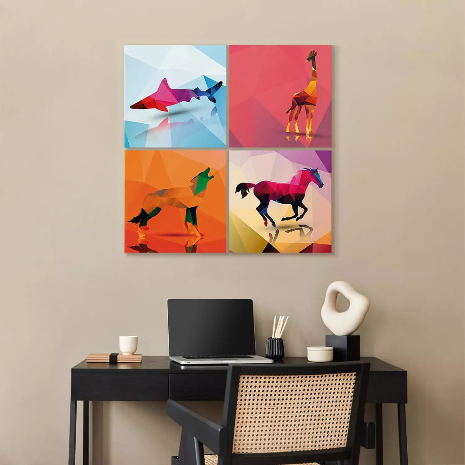 Canvas Art Print Geometric Animals (4-piece)