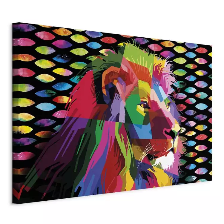 Rainbow Lion (1-part) Wide - Colorful Animal in Pop Art Style