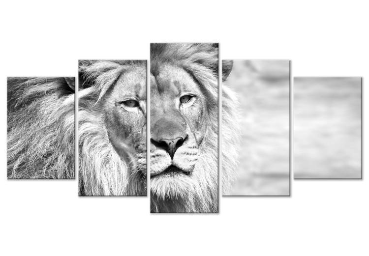 Canvas The King of Beasts (5 Parts) Wide Black and White