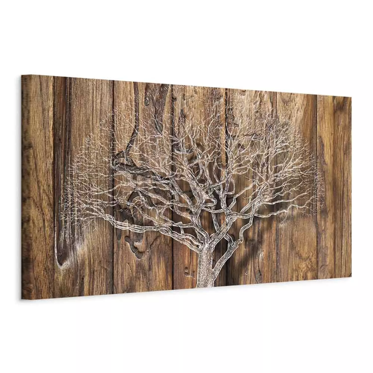 Canvas Print Tree Chronicle Narrow - Landscape on Brown Texture