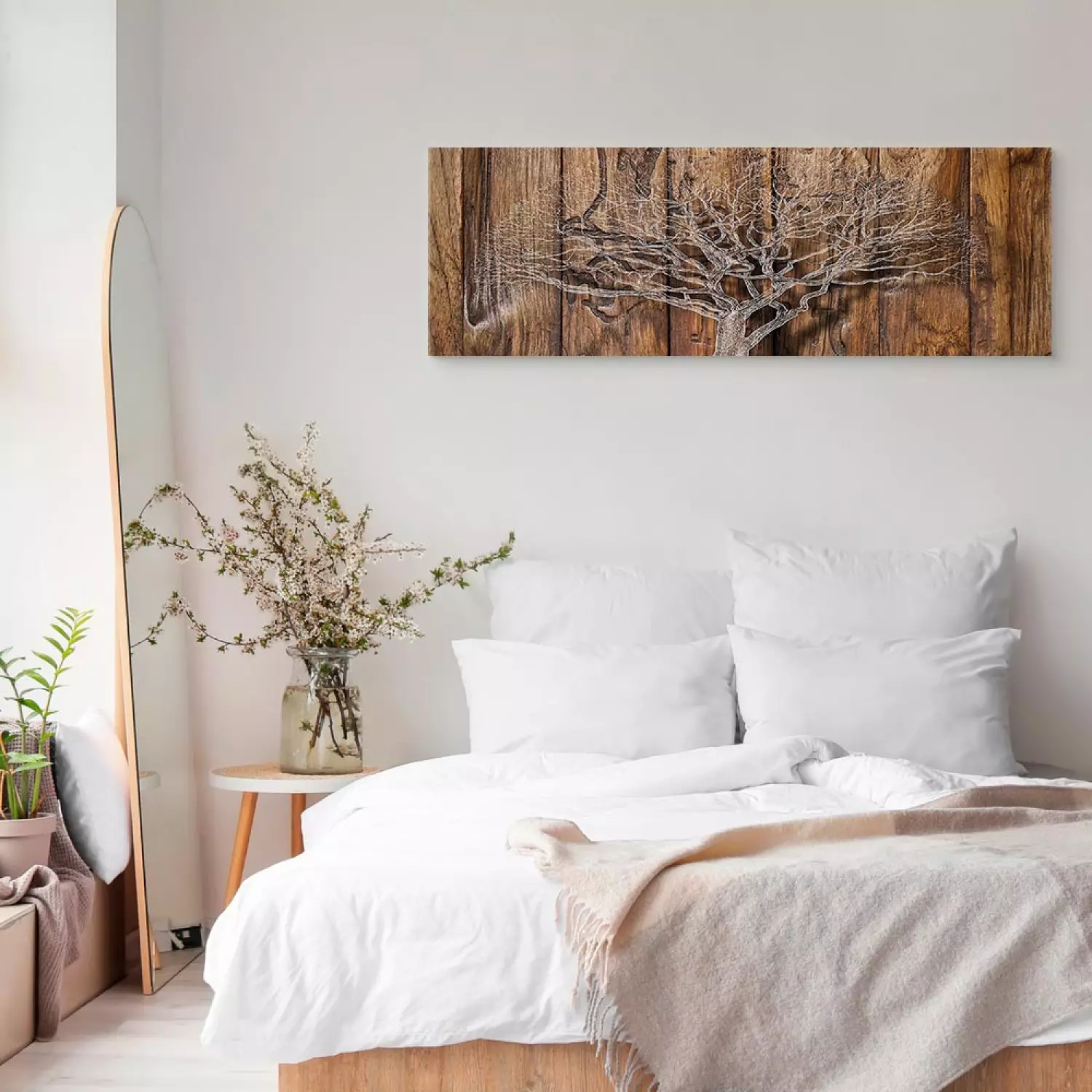 Canvas Print Tree Chronicle Narrow - Landscape on Brown Texture