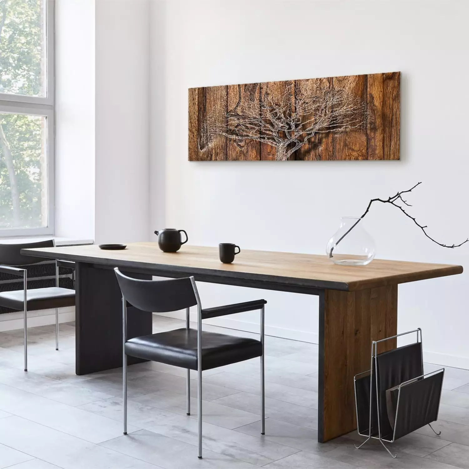 Canvas Print Tree Chronicle Narrow - Landscape on Brown Texture