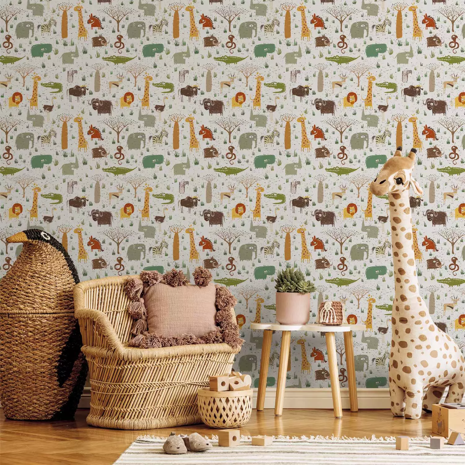 Modern Wallpaper Colourful Zoo