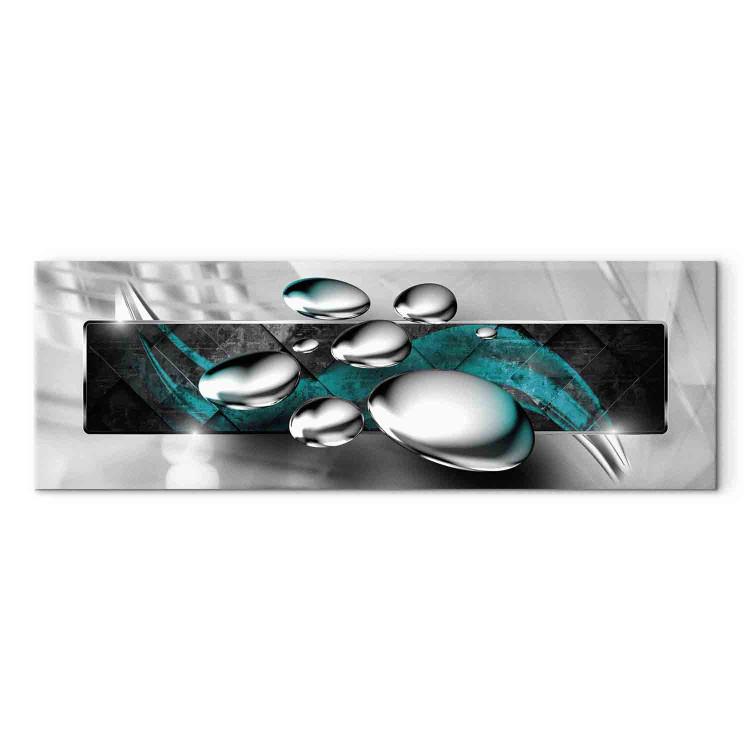 Canvas Shining Stones (1-part) Narrow Turquoise - Gray Abstraction