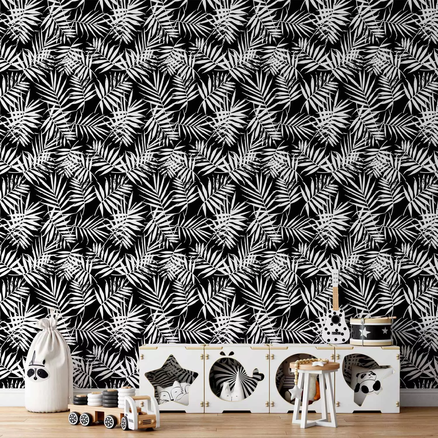 Wallpaper Black and White Jungle