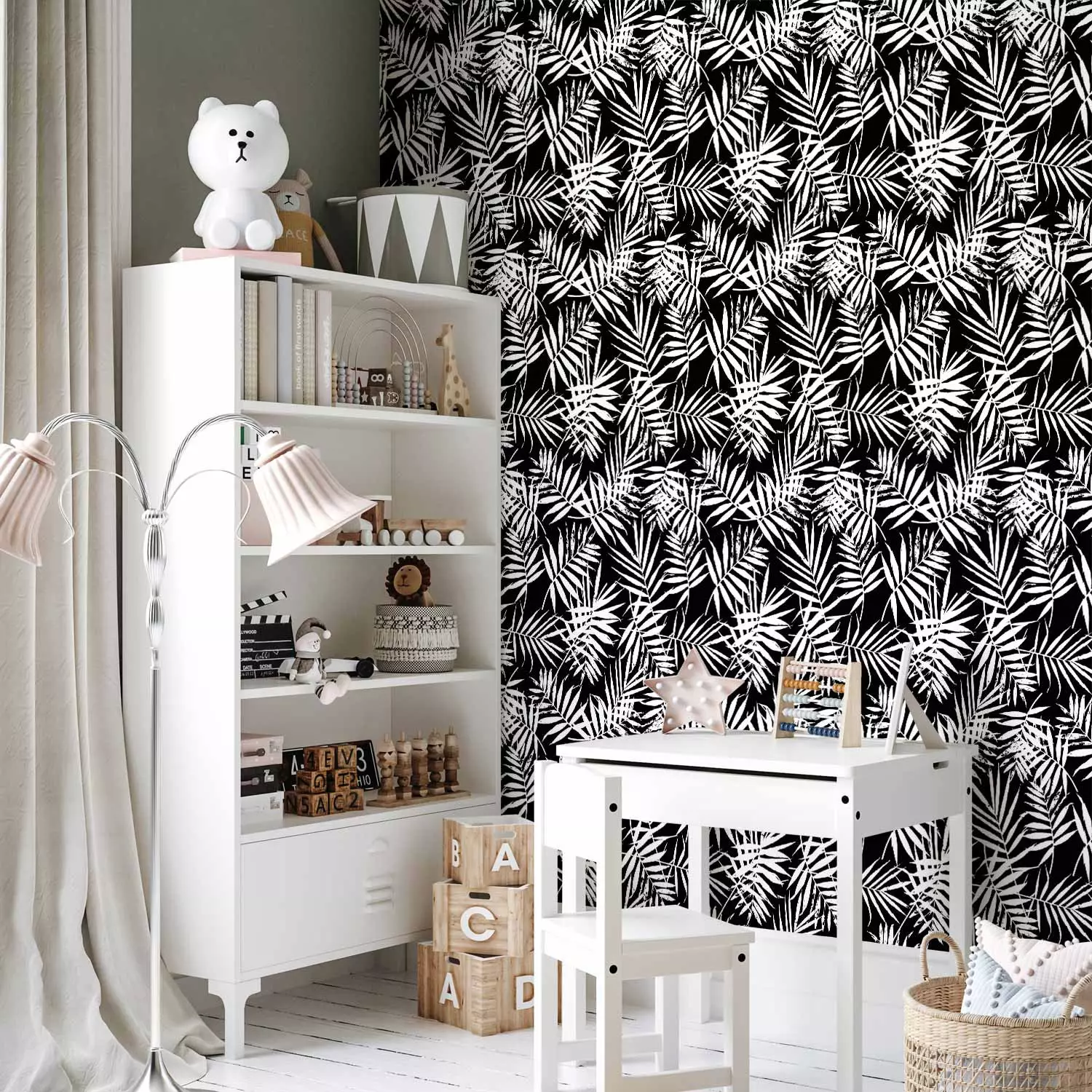 Wallpaper Black and White Jungle