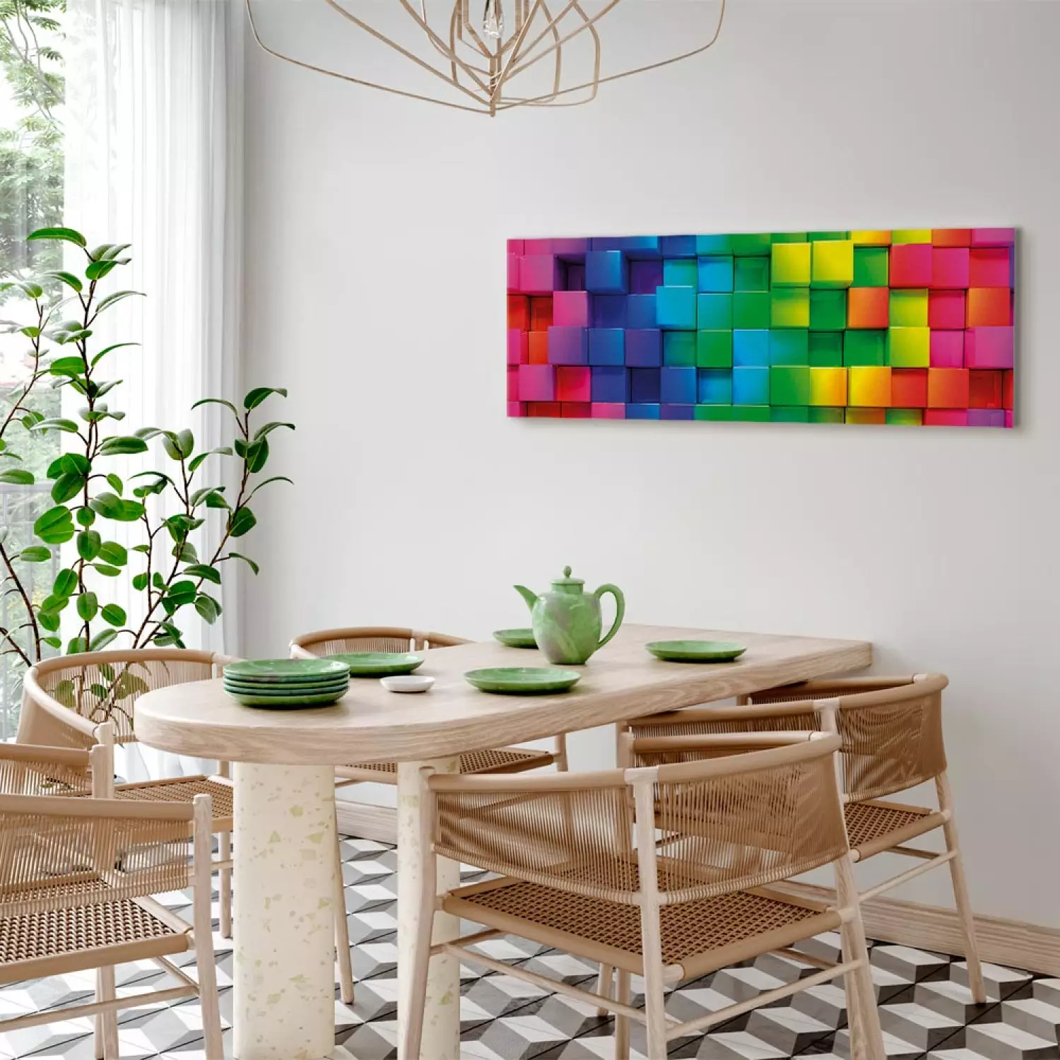 Canvas Colourful Cubes Narrow