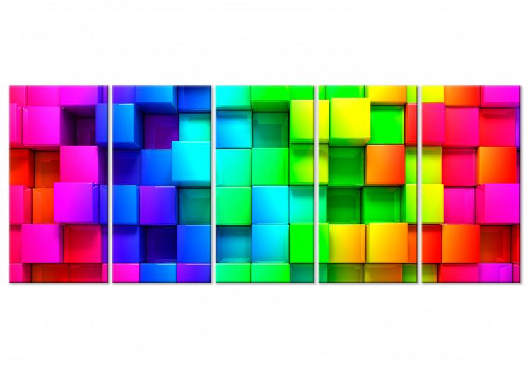 Canvas Colourful Cubes (5 Parts) Narrow