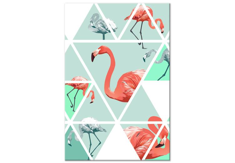 Canvas Geometric Flamingos (1 Part) Vertical
