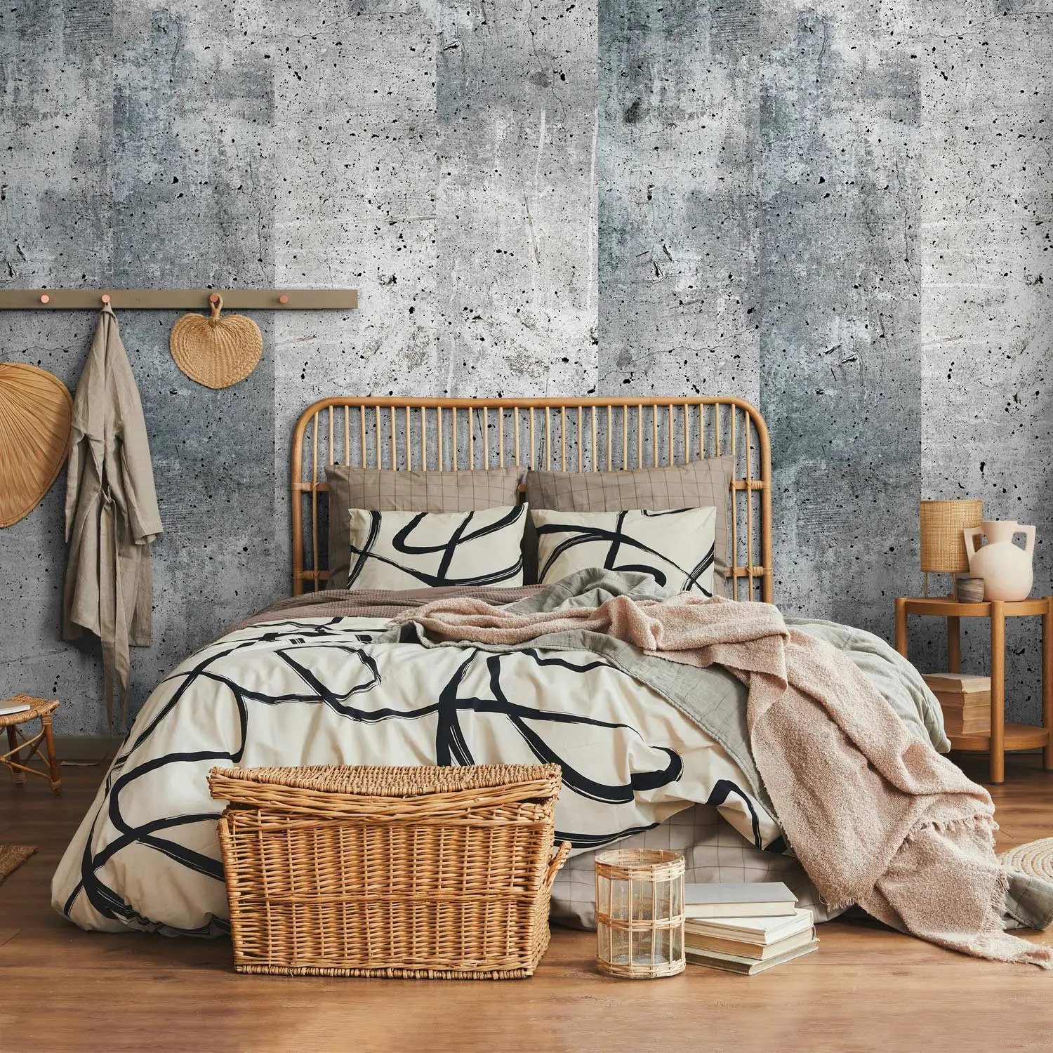 concrete wallpaper bedroom