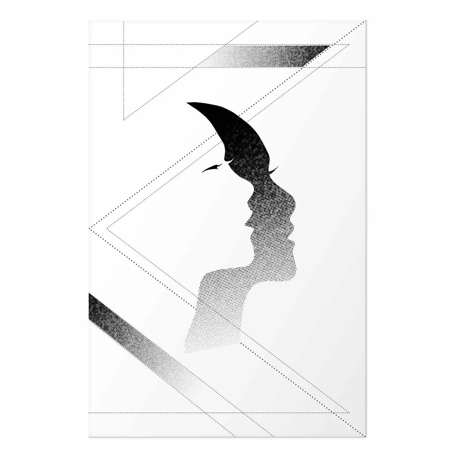 Wall Poster Woman's Shadow - geometric abstraction with a black and white woman's face