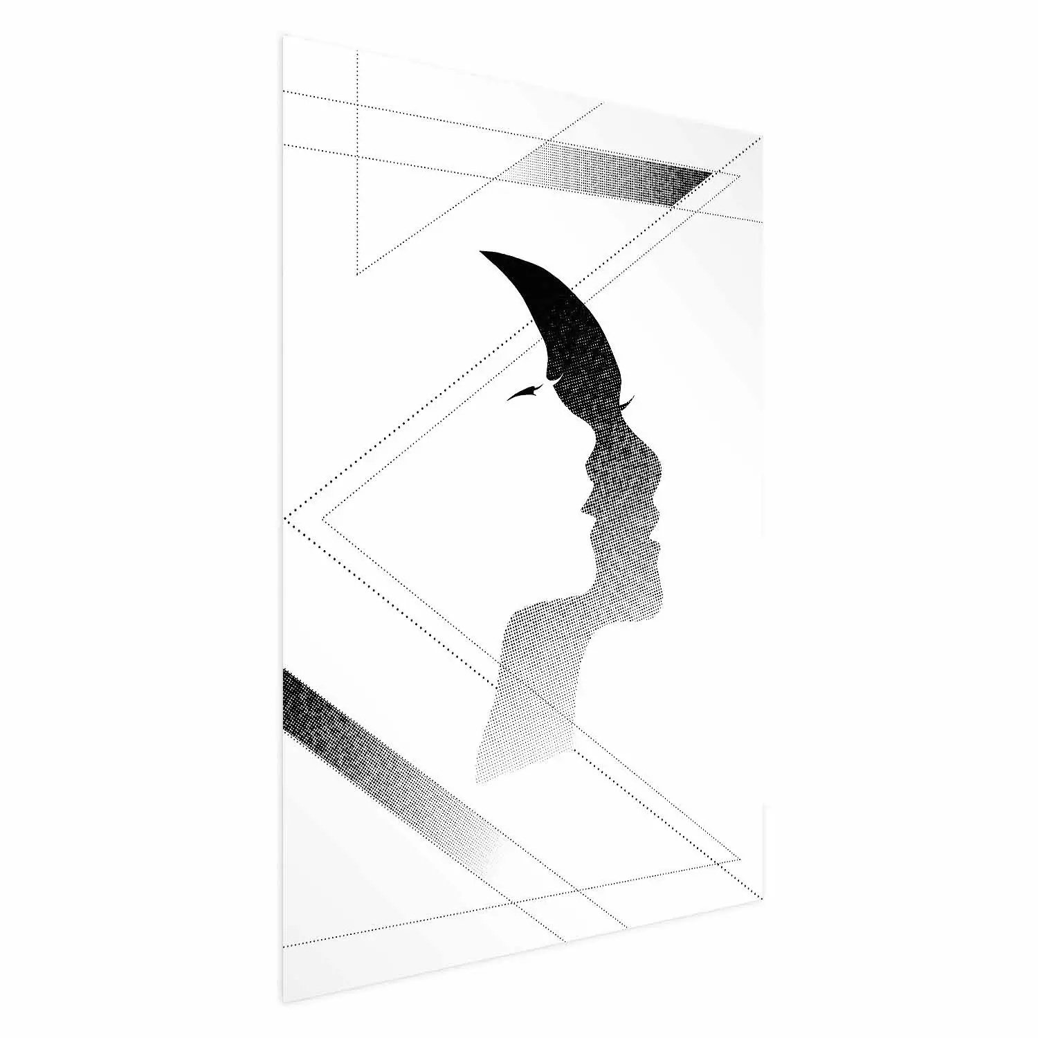 Wall Poster Woman's Shadow - geometric abstraction with a black and white woman's face