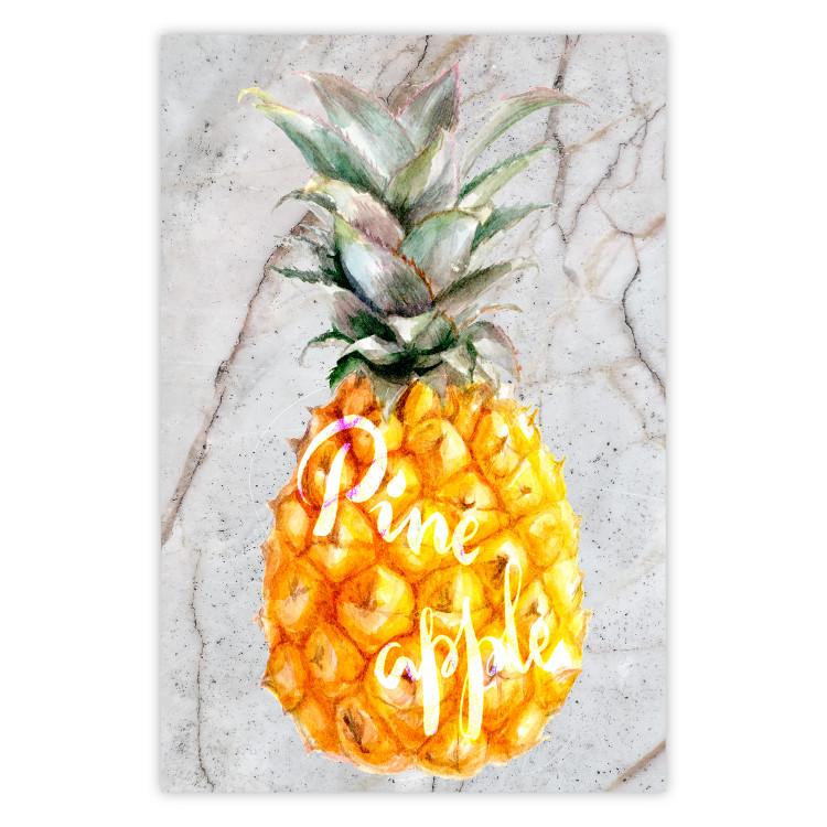 Poster Pineapple on Concrete - composition with a tropical fruit and white texts