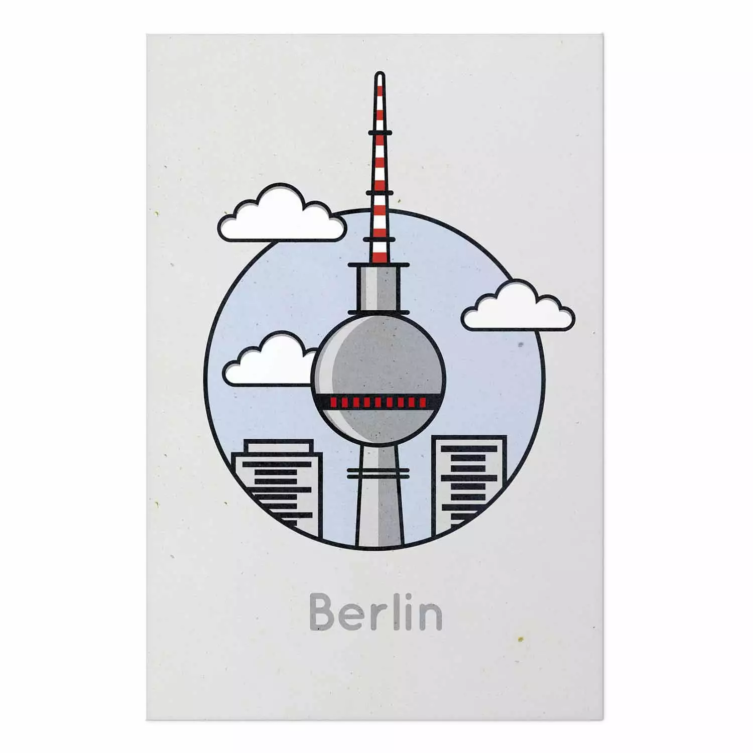 Poster Berlin - urban architecture of Germany amidst clouds and English text
