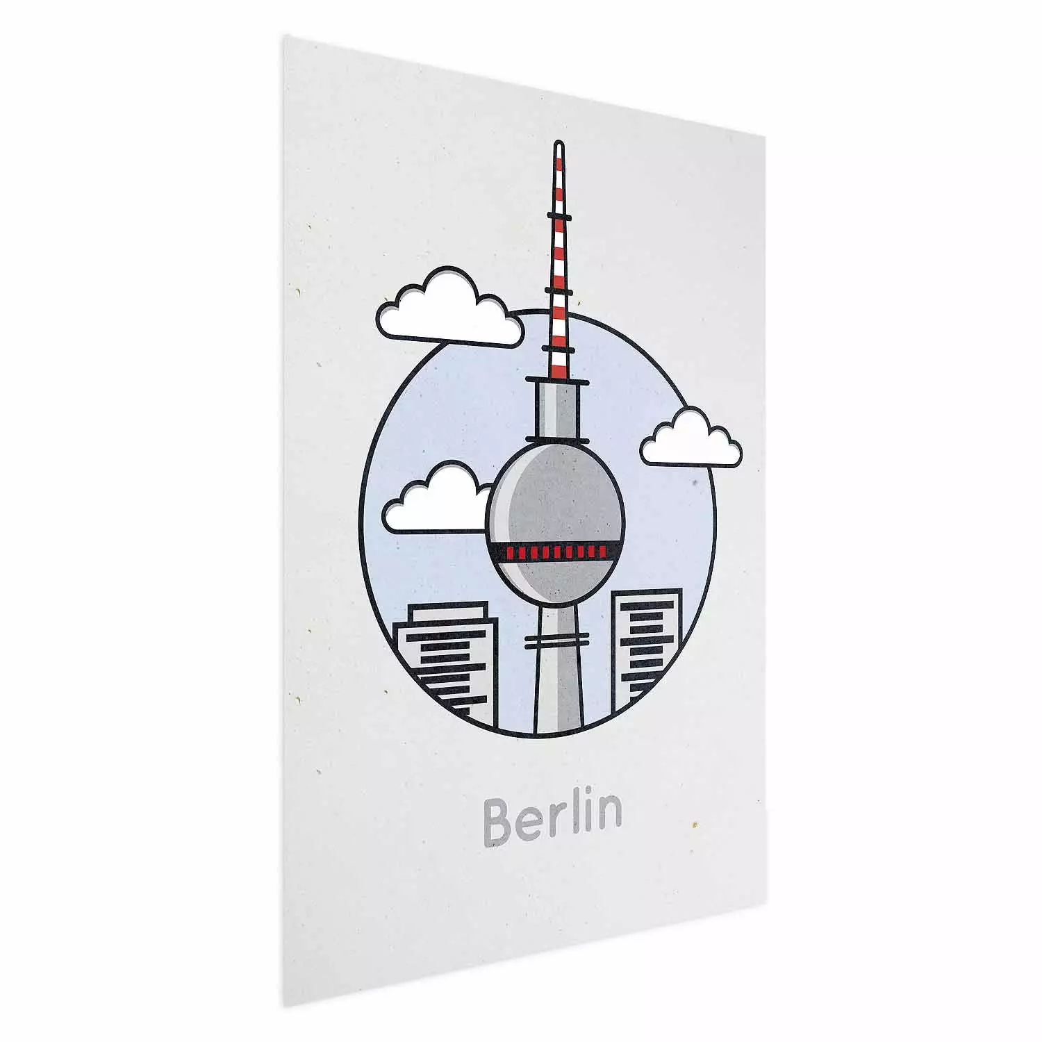 Poster Berlin - urban architecture of Germany amidst clouds and English text