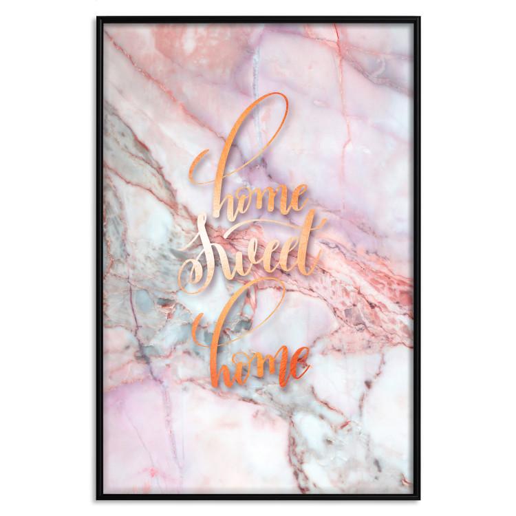 Poster Home sweet home - composition with orange text and marble background