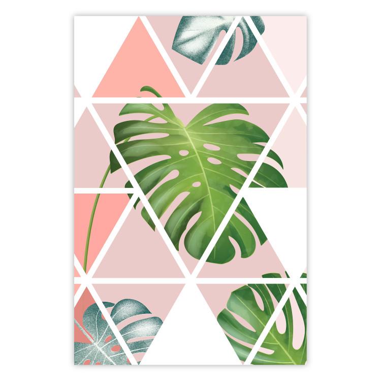 Poster Geometric monstera - abstract composition with tropical leaves