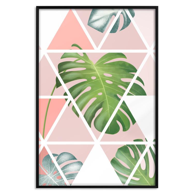 Poster Geometric monstera - abstract composition with tropical leaves