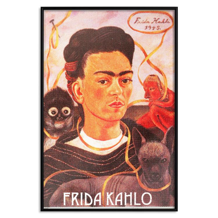 Poster Frida Kahlo - composition with a colorful portrait of a woman and animals