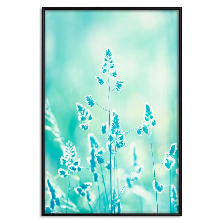 Poster Green Meadow in the Countryside - plant composition in shades of turquoise