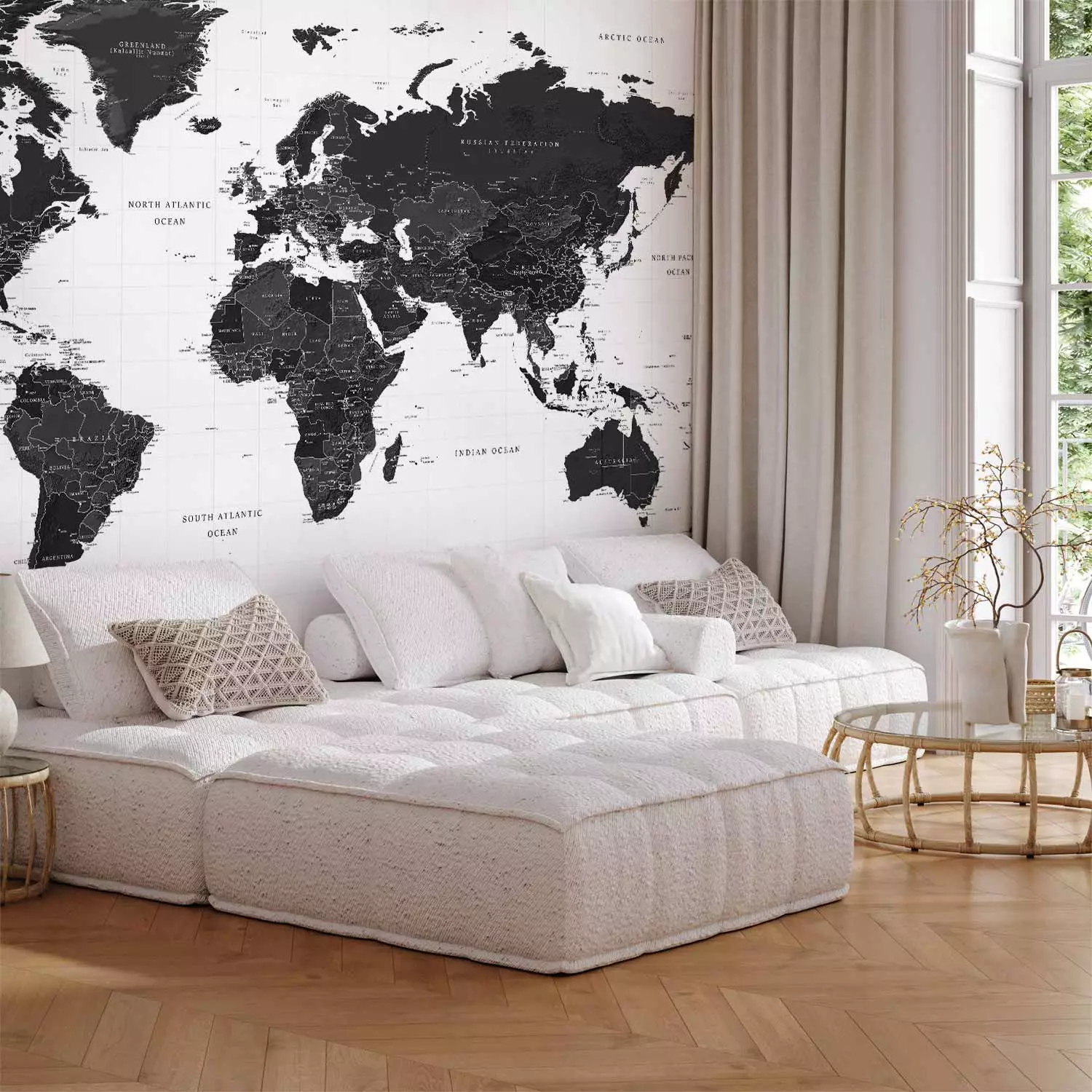 Wall Mural Black and White Map - bimago